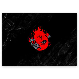Поздравительная открытка с принтом CYBERPUNK 2077 КОТ КИАНУ РИВЗ , 100% бумага | плотность бумаги 280 г/м2, матовая, на обратной стороне линовка и место для марки
 | cat | cd project red | cyberpunk 2077 | demon | keanu reeves | kitty | maelstrom | militech | quadra | samurai | smile | trauma | trauma team | демон | киану ривз | киберпанк 2077 | кот | милитех | самурай | смайл