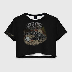 Женская футболка Crop-top 3D с принтом Jinjer metal band , 100% полиэстер | круглая горловина, длина футболки до линии талии, рукава с отворотами | jinjer | meialcore | metal | rock | ворон | метал | рок | череп