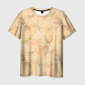 Мужская футболка 3D с принтом Стрекоза , 100% полиэфир | прямой крой, круглый вырез горловины, длина до линии бедер | birds | dragonfly | nature | sunflowers | подсолнухи | птицы | стрекоза