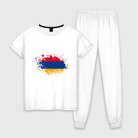 Женская пижама хлопок с принтом Флаг Армении , 100% хлопок | брюки и футболка прямого кроя, без карманов, на брюках мягкая резинка на поясе и по низу штанин | armenia | ussr | армения | армяне | горы | ереван | кавказ | мир | народ | ссср | турист | флаг