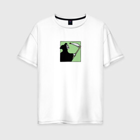 Женская футболка хлопок Oversize с принтом Смерть и божья коровка , 100% хлопок | свободный крой, круглый ворот, спущенный рукав, длина до линии бедер
 | death | божья коровка | монстр | скелет | череп