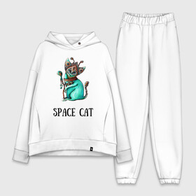 Женский костюм хлопок Oversize с принтом Space cat ,  |  | cat | space | инопланетянин | киска | космос | кошка