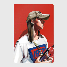 Магнитный плакат 2Х3 с принтом Девушка в бейсболке , Полимерный материал с магнитным слоем | 6 деталей размером 9*9 см | fashion | street art | авторская | иллюстрация | мода