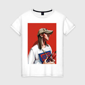 Женская футболка хлопок с принтом Девушка в бейсболке , 100% хлопок | прямой крой, круглый вырез горловины, длина до линии бедер, слегка спущенное плечо | fashion | street art | авторская | иллюстрация | мода