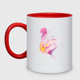 Кружка двухцветная с принтом Фламинго рисунок акварелью , керамика | объем — 330 мл, диаметр — 80 мм. Цветная ручка и кайма сверху, в некоторых цветах — вся внутренняя часть | Тематика изображения на принте: africa | afrika | aquarel | bird | fashion | flamingo | paint | painted | pink flamingo | summer | watercolor | watercolour | акварельный рисунок | африка | красками | краски | лето | мода | нарисованный фламинго | птица | розовый фламинго | 