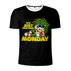Мужская футболка 3D спортивная с принтом Sonik | Monday , 100% полиэстер с улучшенными характеристиками | приталенный силуэт, круглая горловина, широкие плечи, сужается к линии бедра | sega | sonic the hedgehog | sonik | дни недели | еж | ёж соник | понедельник | сега | соник | соня