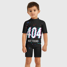 Детский купальный костюм 3D с принтом Глитч 404 , Полиэстер 85%, Спандекс 15% | застежка на молнии на спине | Тематика изображения на принте: 404 | error 404 | not found | глитч | ошибка 404