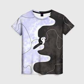 Женская футболка 3D с принтом Инь-Янь , 100% полиэфир ( синтетическое хлопкоподобное полотно) | прямой крой, круглый вырез горловины, длина до линии бедер | yin yang | бесконечность | гармония | инь янь | противоположность