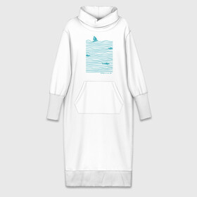 Платье удлиненное хлопок с принтом Море ,  |  | акулы | вода | лодка | море | океан | отдых | парус | парусник | рыбы