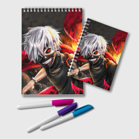 Блокнот с принтом Kaneki Ghoul , 100% бумага | 48 листов, плотность листов — 60 г/м2, плотность картонной обложки — 250 г/м2. Листы скреплены удобной пружинной спиралью. Цвет линий — светло-серый
 | Тематика изображения на принте: anime | kaneki ken | manga | tokyo ghoul | аниме | джузо сузуя. | канеки кен | манга | манга гуля | перерождение | токийский гуль | токийском гуле