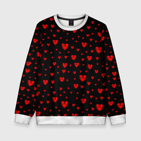 Детский свитшот 3D с принтом Красные сердца , 100% полиэстер | свободная посадка, прямой крой, мягкая тканевая резинка на рукавах и понизу свитшота | heart | love | red | red hearts. | градиент | день святого валентина | красные сердечки | красный | любовь | много сердечек | перламутр | сердце