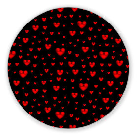 Коврик для мышки круглый с принтом Красные сердца , резина и полиэстер | круглая форма, изображение наносится на всю лицевую часть | heart | love | red | red hearts. | градиент | день святого валентина | красные сердечки | красный | любовь | много сердечек | перламутр | сердце
