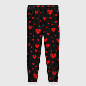 Женские брюки 3D с принтом Красные сердца , полиэстер 100% | прямой крой, два кармана без застежек по бокам, с мягкой трикотажной резинкой на поясе и по низу штанин. В поясе для дополнительного комфорта — широкие завязки | heart | love | red | red hearts. | градиент | день святого валентина | красные сердечки | красный | любовь | много сердечек | перламутр | сердце