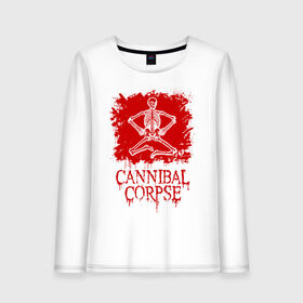 Женский лонгслив хлопок с принтом Cannibal Corpse | Труп Каннибала (Z) , 100% хлопок |  | blood | cannibal | cannibal corpse | corpse | death metal | deathgrind | алекс уэбстер | брутальный дэт метал | дэт метал | дэтграйнд | кровь | пол мазуркевич | роб барретт | скелет | труп каннибала