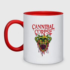 Кружка двухцветная с принтом Cannibal Corpse Труп Каннибала (Z) , керамика | объем — 330 мл, диаметр — 80 мм. Цветная ручка и кайма сверху, в некоторых цветах — вся внутренняя часть | cannibal | cannibal corpse | corpse | death metal | deathgrind | demon | devil | алекс уэбстер | брутальный дэт метал | демон | дэт метал | дэтграйнд | пол мазуркевич | роб барретт | труп каннибала | череп