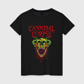 Женская футболка хлопок с принтом Cannibal Corpse Труп Каннибала (Z) , 100% хлопок | прямой крой, круглый вырез горловины, длина до линии бедер, слегка спущенное плечо | cannibal | cannibal corpse | corpse | death metal | deathgrind | demon | devil | алекс уэбстер | брутальный дэт метал | демон | дэт метал | дэтграйнд | пол мазуркевич | роб барретт | труп каннибала | череп