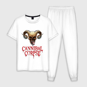 Мужская пижама хлопок с принтом Cannibal Corpse Труп Каннибала (Z) , 100% хлопок | брюки и футболка прямого кроя, без карманов, на брюках мягкая резинка на поясе и по низу штанин
 | cannibal | cannibal corpse | corpse | death metal | deathgrind | demon | devil | алекс уэбстер | брутальный дэт метал | демон | дэт метал | дэтграйнд | пол мазуркевич | роб барретт | труп каннибала | череп