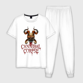 Мужская пижама хлопок с принтом Cannibal Corpse Труп Каннибала (Z) , 100% хлопок | брюки и футболка прямого кроя, без карманов, на брюках мягкая резинка на поясе и по низу штанин
 | cannibal | cannibal corpse | corpse | death metal | deathgrind | demon | devil | алекс уэбстер | брутальный дэт метал | демон | дэт метал | дэтграйнд | пол мазуркевич | роб барретт | труп каннибала | череп