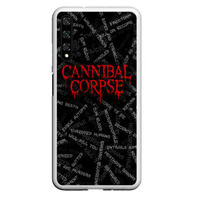 Чехол для Honor 20 с принтом Cannibal Corpse | Songs (Z) , Силикон | Область печати: задняя сторона чехла, без боковых панелей | cannibal | cannibal corpse | corpse | death metal | deathgrind | алекс уэбстер | брутальный дэт метал | дэт метал | дэтграйнд | пол мазуркевич | роб барретт | труп каннибала