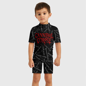 Детский купальный костюм 3D с принтом Cannibal Corpse | Songs (Z) , Полиэстер 85%, Спандекс 15% | застежка на молнии на спине | Тематика изображения на принте: cannibal | cannibal corpse | corpse | death metal | deathgrind | алекс уэбстер | брутальный дэт метал | дэт метал | дэтграйнд | пол мазуркевич | роб барретт | труп каннибала