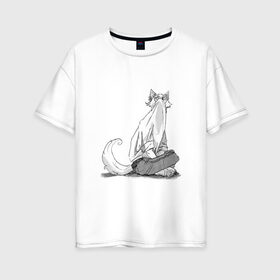 Женская футболка хлопок Oversize с принтом Выдающиеся звери Легоси , 100% хлопок | свободный крой, круглый ворот, спущенный рукав, длина до линии бедер
 | аниме | волк | выдающиеся | заяц | звери | кролик | легоси | луис | олень | сезон | хару