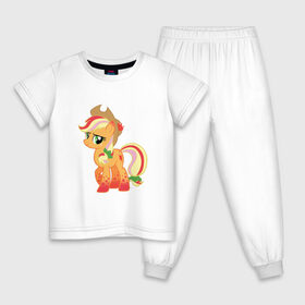 Детская пижама хлопок с принтом My Little Pony - AppleJack , 100% хлопок |  брюки и футболка прямого кроя, без карманов, на брюках мягкая резинка на поясе и по низу штанин
 | applejack | friendship | mylittlepony | twilight sparkle | waifu | вайфу | дружба это магия | кони | моя маленькая пони | мультфильм | пони | эплджек