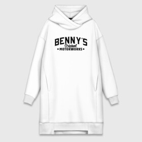 Платье-худи хлопок с принтом Bennys Original Motorworks ,  |  | auto | benny | bennys | game | grand | gta | gta5 | los santos | rockstar | theft | гта | гта5 | игра | лос сантос | майкл | онлайн | рокстар | тревор | франклин