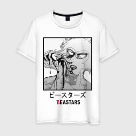 Мужская футболка хлопок с принтом Beastars иероглифы , 100% хлопок | прямой крой, круглый вырез горловины, длина до линии бедер, слегка спущенное плечо. | anime | beastars | legoshi | manga | аниме | волк | выдающиеся звери | легоси | легоши | манга