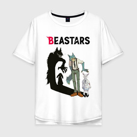 Мужская футболка хлопок Oversize с принтом BEASTARS, Выдающиеся звери , 100% хлопок | свободный крой, круглый ворот, “спинка” длиннее передней части | anime | beastars | manga | аниме | выдающиеся звери | манга
