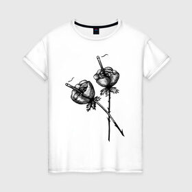 Женская футболка хлопок с принтом Дымящие розы , 100% хлопок | прямой крой, круглый вырез горловины, длина до линии бедер, слегка спущенное плечо | букет | букеты | вредные привычки | дым | зож | огонь | растение | роза | розы | цветок | цветы