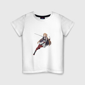 Детская футболка хлопок с принтом Асуна , 100% хлопок | круглый вырез горловины, полуприлегающий силуэт, длина до линии бедер | asuna | kawaii | sword art online | waifu | асуна | мастера меча онлайн | меч | тян
