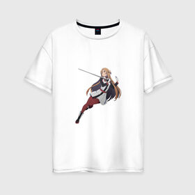 Женская футболка хлопок Oversize с принтом Асуна , 100% хлопок | свободный крой, круглый ворот, спущенный рукав, длина до линии бедер
 | asuna | kawaii | sword art online | waifu | асуна | мастера меча онлайн | меч | тян