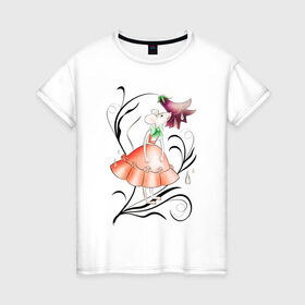 Женская футболка хлопок с принтом НЕЖНАЯ МЫШКА , 100% хлопок | прямой крой, круглый вырез горловины, длина до линии бедер, слегка спущенное плечо | гранж | колокольчик | мышка | мышь | растение | ретро | с мышами | цветок
