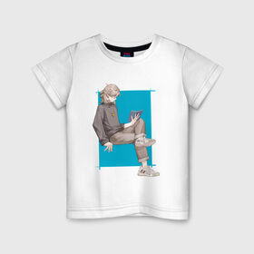 Детская футболка хлопок с принтом Современный Альбедо , 100% хлопок | круглый вырез горловины, полуприлегающий силуэт, длина до линии бедер | альбедо | арт | блондин | милый парень | рисунок