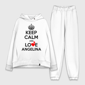 Женский костюм хлопок Oversize с принтом Будь спок и люби Ангелину ,  |  | angelina | hearts | keep calm and | love | ангелина | любите | любовь | сердца | сохраняйте | спокойствие