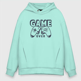 Мужское худи Oversize хлопок с принтом Game over , френч-терри — 70% хлопок, 30% полиэстер. Мягкий теплый начес внутри —100% хлопок | боковые карманы, эластичные манжеты и нижняя кромка, капюшон на магнитной кнопке | game over | джойстик | игра окончена | пульт | сломанный джойстик