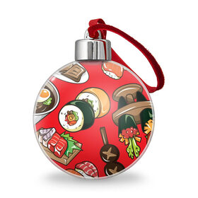 Ёлочный шар с принтом Еда , Пластик | Диаметр: 77 мм | еда | роллы | суши | шашлык | яичница