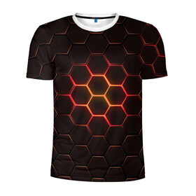 Мужская футболка 3D спортивная с принтом Техно Соты , 100% полиэстер с улучшенными характеристиками | приталенный силуэт, круглая горловина, широкие плечи, сужается к линии бедра | Тематика изображения на принте: геометрия | пчелиные соты | соты | техно | техно соты