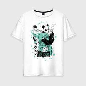 Женская футболка хлопок Oversize с принтом BEASTARS Гохин , 100% хлопок | свободный крой, круглый ворот, спущенный рукав, длина до линии бедер
 | anime | beastars | gouhin | manga | аниме | выдающиеся звери | гохин | манга | панда