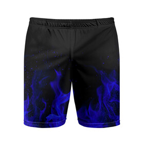 Мужские шорты спортивные с принтом Синий Огонь ,  |  | fire | flame | неон | огонь | пламя