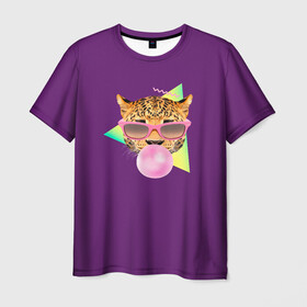 Мужская футболка 3D с принтом Тигр БАБЛ ГАМ , 100% полиэфир | прямой крой, круглый вырез горловины, длина до линии бедер | angry | animal | beast | jaws | predator | teeth | tiger | животное | зверь | злой | клыки | оскал | пасть | тигр | хищник