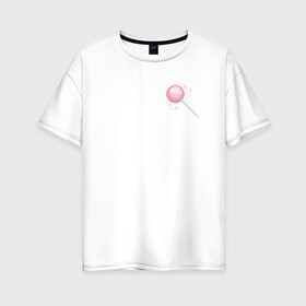 Женская футболка хлопок Oversize с принтом Леденец , 100% хлопок | свободный крой, круглый ворот, спущенный рукав, длина до линии бедер
 | арт | для девушки | еда | леденец | пиксель | эстетика