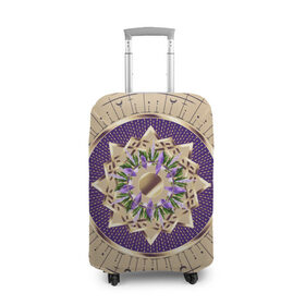 Чехол для чемодана 3D с принтом Ведьмовский круг , 86% полиэфир, 14% спандекс | двустороннее нанесение принта, прорези для ручек и колес | ведьмы | золото | кристалы | растения | узелки | узор | цветы