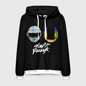 Мужская толстовка 3D с принтом Daft Punk , 100% полиэстер | двухслойный капюшон со шнурком для регулировки, мягкие манжеты на рукавах и по низу толстовки, спереди карман-кенгуру с мягким внутренним слоем. | Тематика изображения на принте: daft punk | дафт панк | дафт панк арт | дафт панк шлемы | электронная музыка