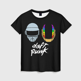 Женская футболка 3D с принтом Daft Punk , 100% полиэфир ( синтетическое хлопкоподобное полотно) | прямой крой, круглый вырез горловины, длина до линии бедер | daft punk | дафт панк | дафт панк арт | дафт панк шлемы | электронная музыка