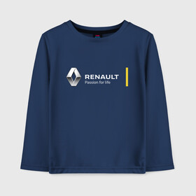 Детский лонгслив хлопок с принтом Renault | Passion for life , 100% хлопок | круглый вырез горловины, полуприлегающий силуэт, длина до линии бедер | Тематика изображения на принте: line | renault | reno | yellow | дорога | желтая | лайв | лайн | лайф | линия | пассион | полоса | разметка | рено | фор