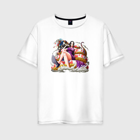 Женская футболка хлопок Oversize с принтом Боа Хэнкок , 100% хлопок | свободный крой, круглый ворот, спущенный рукав, длина до линии бедер
 | anime | boa hancock | kawaii | manga | one piece | waifu | аниме | боа хэнкок | вайфу | кавай | манга