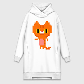 Платье-худи хлопок с принтом Пиксельный кот рыжий ,  |  | animal | cat | i am cat | meow | животное | зверь | кот | кошка | мяу | пиксельный кот | рыжий
