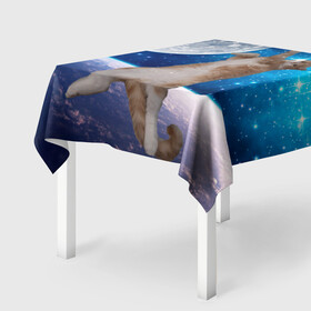 Скатерть 3D с принтом Кисулькин в космосе , 100% полиэстер (ткань не мнется и не растягивается) | Размер: 150*150 см | астроном пушистый | барсик | звезды | космос | котики | коты