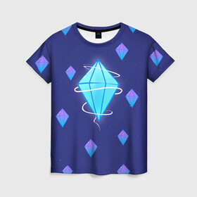 Женская футболка 3D с принтом Алмаз , 100% полиэфир ( синтетическое хлопкоподобное полотно) | прямой крой, круглый вырез горловины, длина до линии бедер | алмаз | алмазы | звёзды | небо | свечение